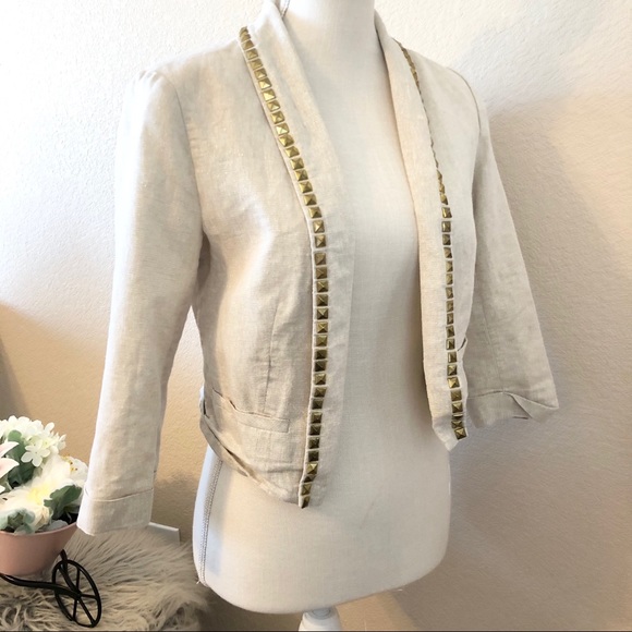 3/30 Forever21 ivory cropped blazer studs small - Picture 4 of 6
